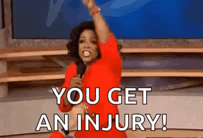 Oprah Winfrey Is Holding A Microphone And Saying `` You Get An Injury '' . GIF