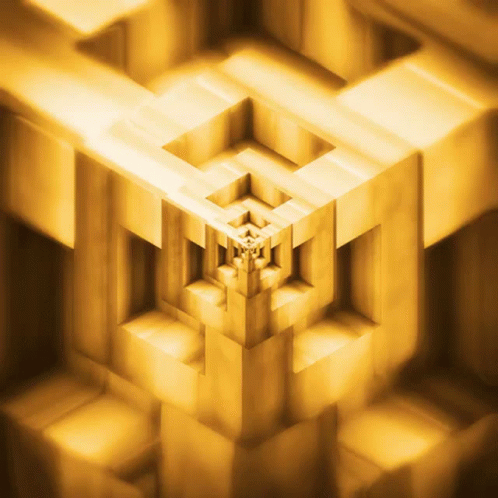 Optical Illusion Of Isometric Gold Cube GIF
