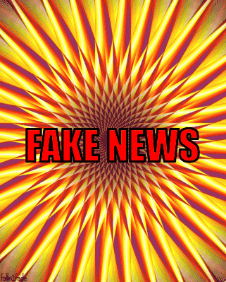 Optical Illusion Saying Fake News in Red