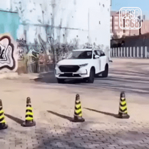 Car Driving Traffic Cones Optical Illusions GIF