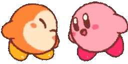 Orange and Pink Cartoon Characters Standing