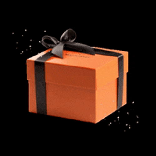 Orange Box With Black Ribbon Sparkling GIF