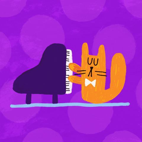 Orange Cat Playing Piano White Bow Tie GIF