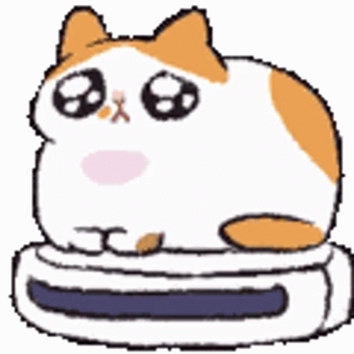 Orange Cat Spinning On A Vacuum Animation GIF
