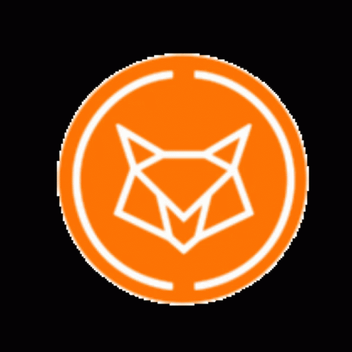 Orange Circle With White Fox Head Outline