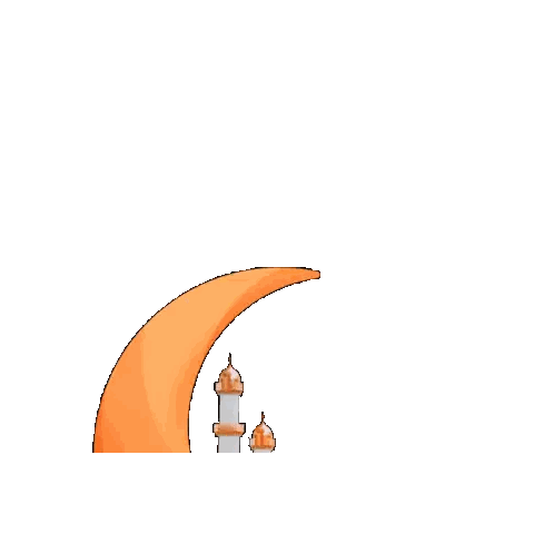 Orange Crescent Moon and Minarets