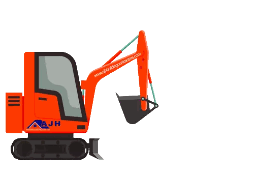 Orange Excavator Digging Hole