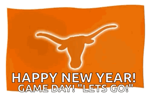 Orange Flag With Longhorn Happy New Year Game Day