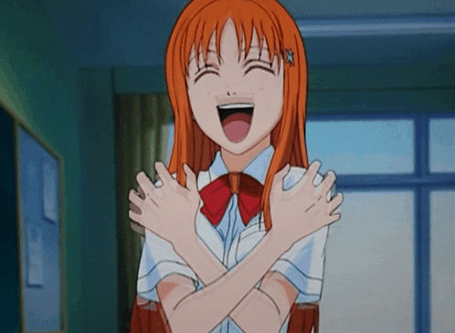 Orange-Haired Girl Red Bow Tie Laughing Arms Crossed
