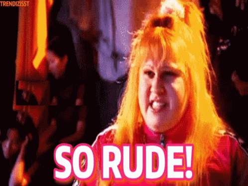 Orange-Haired Woman In Pink Saying So Rude GIF