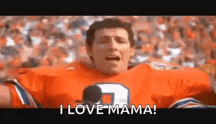 Orange Jersey Man Says I Love Mama to Crowd