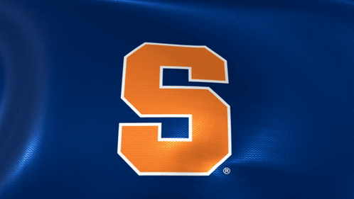Orange Letter S on Blue Background