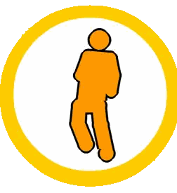 Orange Man Silhouette in Yellow Circle