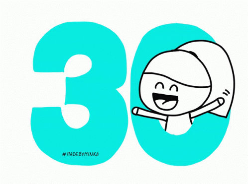 Orange Number 30 With Cartoon Character Inside
