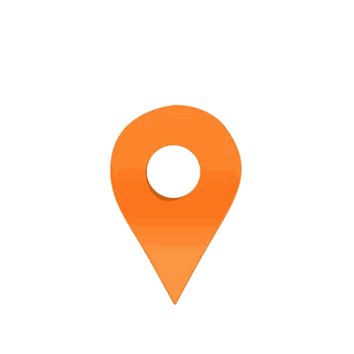 Orange Pin with White Circle and Blue Waves