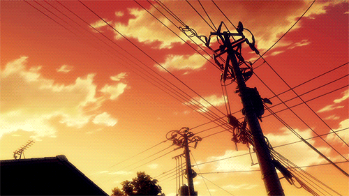 Orange Sky Sunset Anime GIF