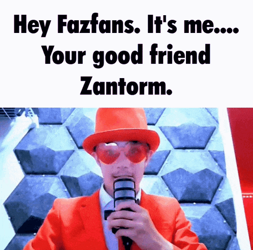 Orange Suit Man Mic Hey Fazfans It's Zantorm GIF