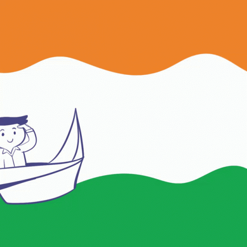 Orange White And Green Flag Saying Vande Mataram In Blue GIF