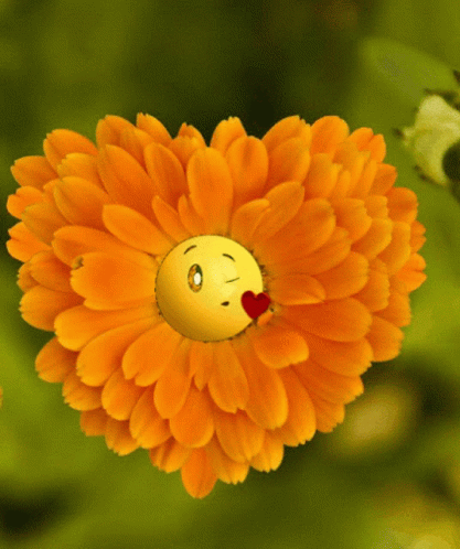Orange Wildflower Heart Blowing Kisses GIF