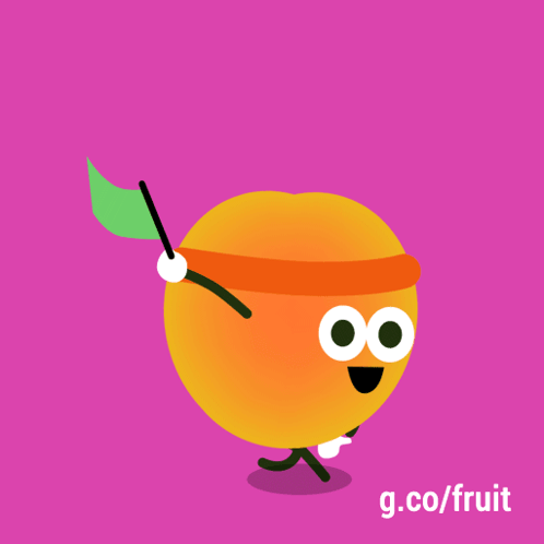 Orange With Green Flag Saying g.co/fruit