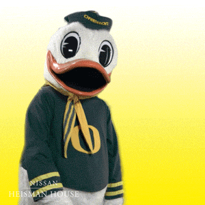 Oregon Duck Mimicking Heisman Pose GIF