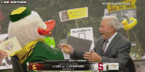 Oregon Ducks Mascot Hugged GIF