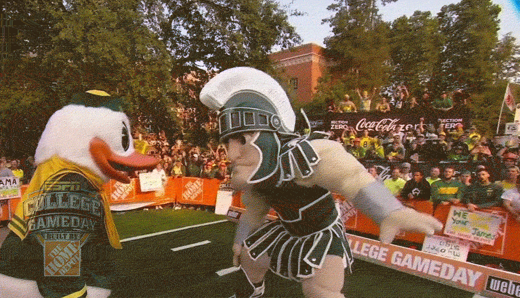Oregon Ducks Puddles Wrestling Match GIF