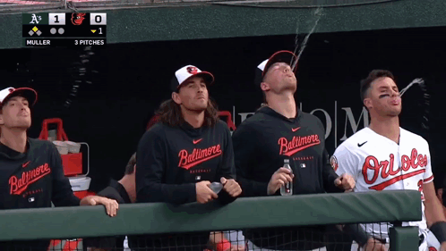 Orioles Boys Spiting Water On The Field GIF