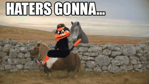 Orioles Mascot Riding A Donkey GIF