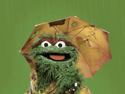 Oscar Grouch Laughing Pouring Rain GIF