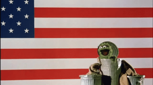 Oscar The Grouch And The American Flag GIF