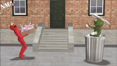 Oscar The Grouch Littering From A Trashcan GIF