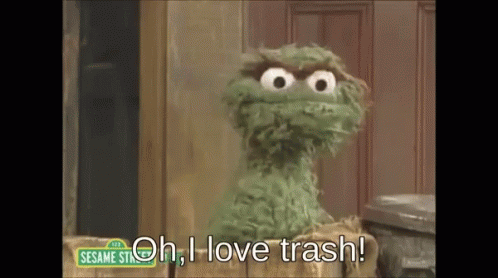 Oscar The Grouch Loves Trash GIF