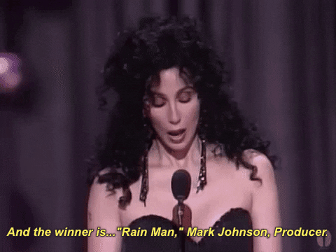 Oscars Winner Rain Man Cher Announced GIF