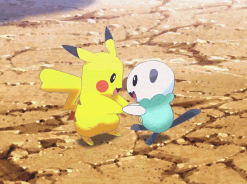 Oshawott And Pikachu Celebrate GIF
