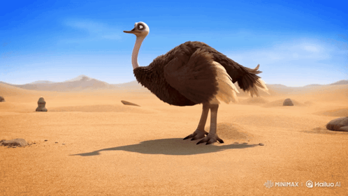 Ostrich Standing in Sandy Desert