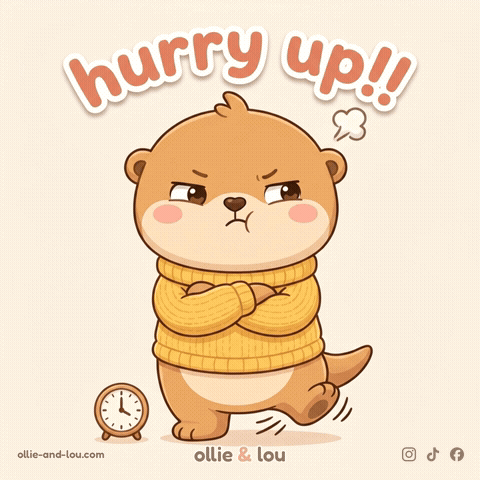 Otter In Yellow Sweater Saying Hurry Up GIF