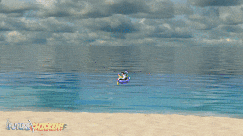 Out Of Office Future Chicken Floating In Sea GIF