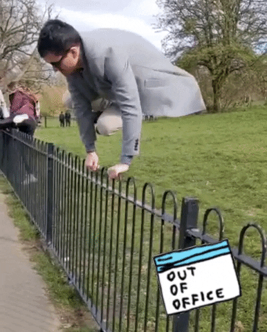 Out Of Office Man Jumping Over Fence GIF