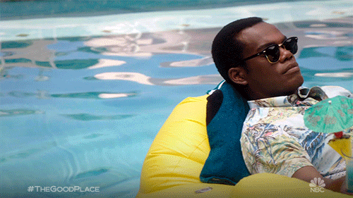 Out Of Office Man On A Pool Float GIF