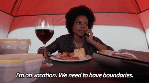 Out Of Office Woman In Table GIF
