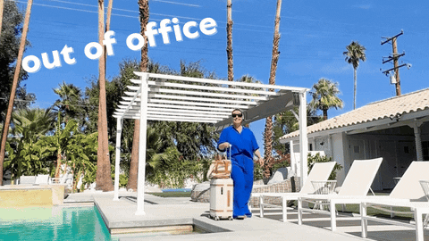 Out Of Office Woman With Luggage GIF