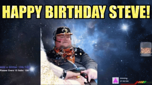 Outer Space Happy Birthday Steve Graphic Art GIF