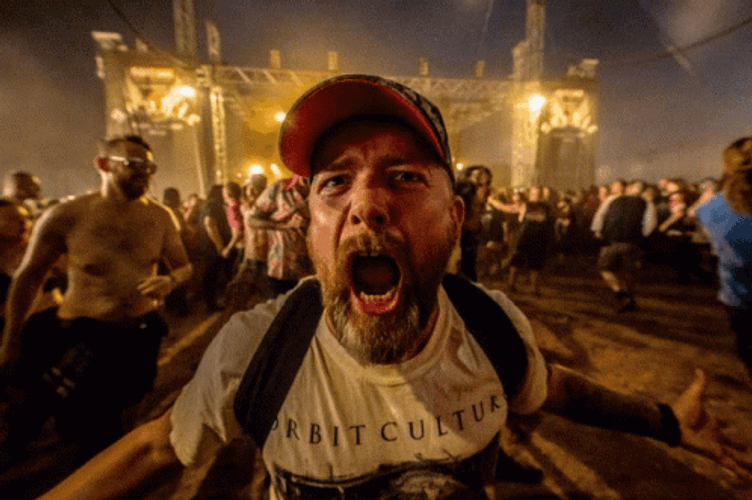 Over Excited Guy Screaming In Mosh Pit GIF