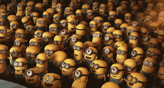 Overly Excited Minion Crowd GIF