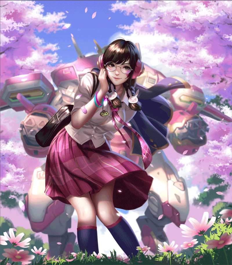 Overwatch D.va School Uniform GIF