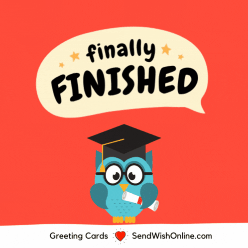 Owl in Graduation Cap and Gown Holding Diploma
