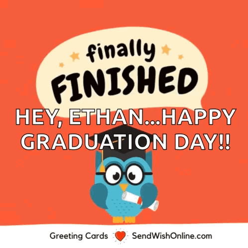 Owl In Graduation Cap And Gown Says Finally Finished GIF