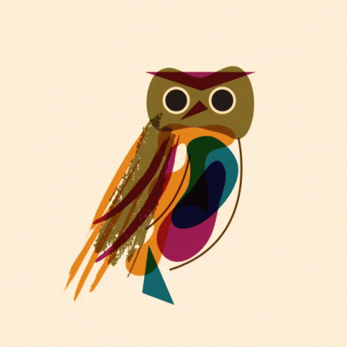Owl With Long Beak And Feathers GIF
