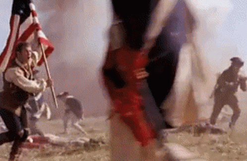 Mel Gibson Carrying Flag Of America GIF